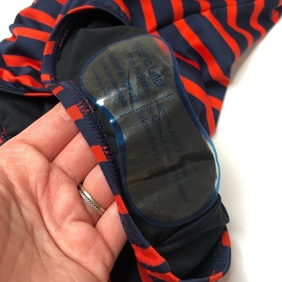 NEW Michael Micheal Kors Maillot Red Navy Striped One Shoulder Nautical Swimsuit - Picture 12 of 15